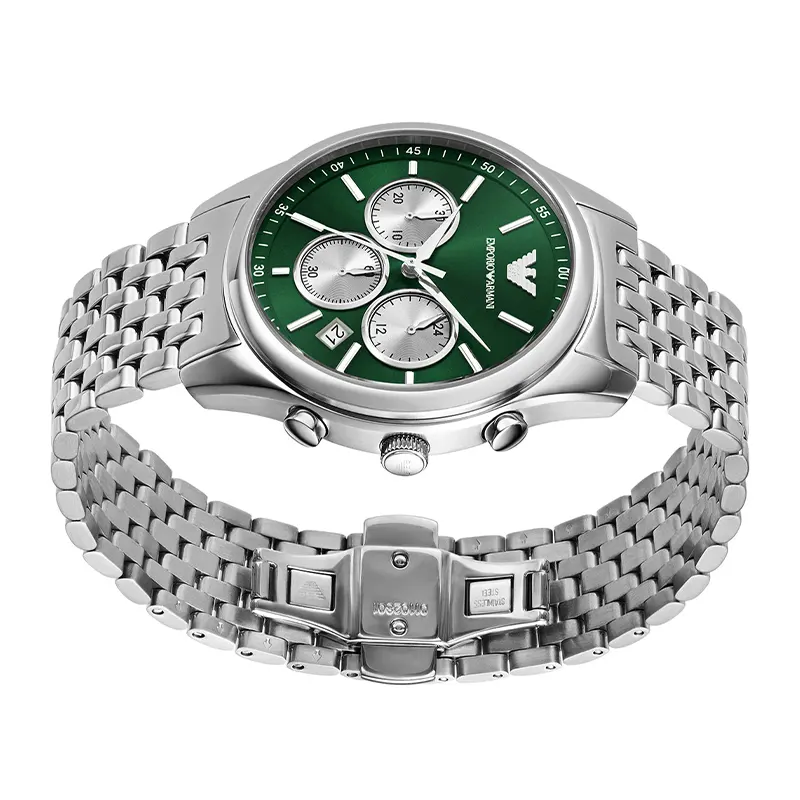 Emporio Armani Antonio Chrono Green Sunray Dial Men's Watch- AR11581